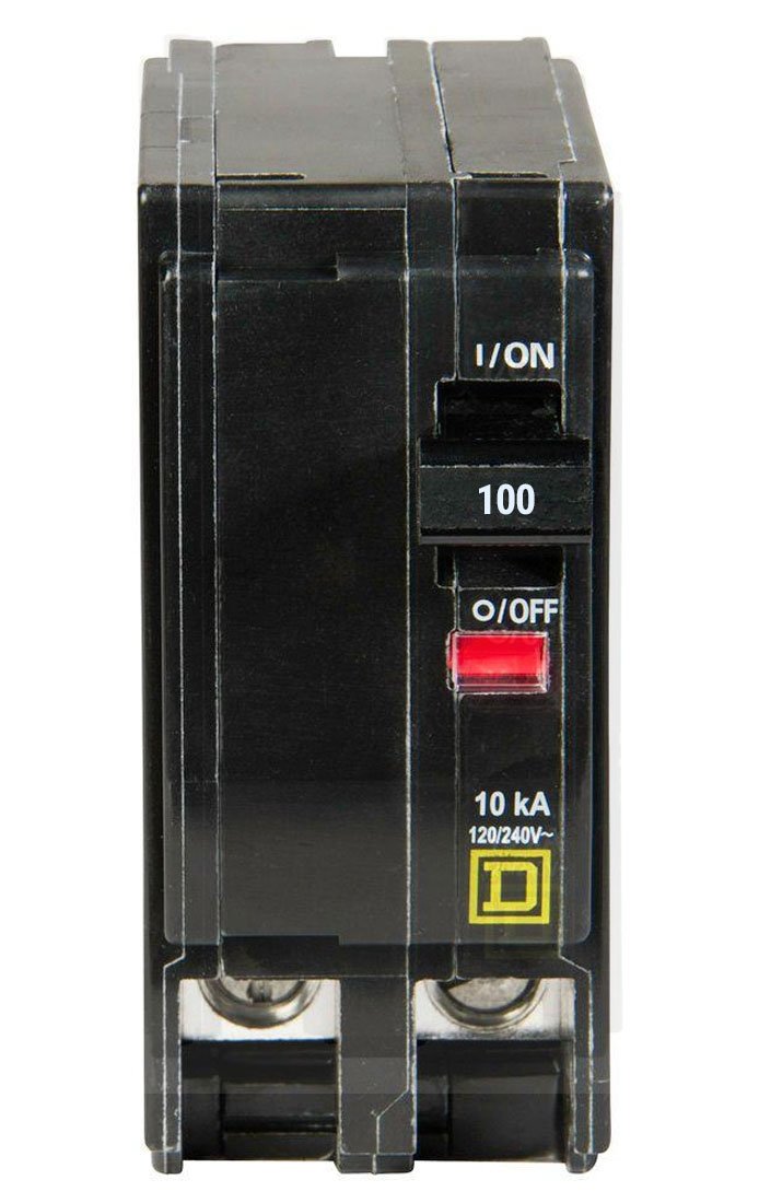 Square D QO2100VH Circuit Breaker 120/240V 100A 2P 22kA@120V Plug-In QO Series