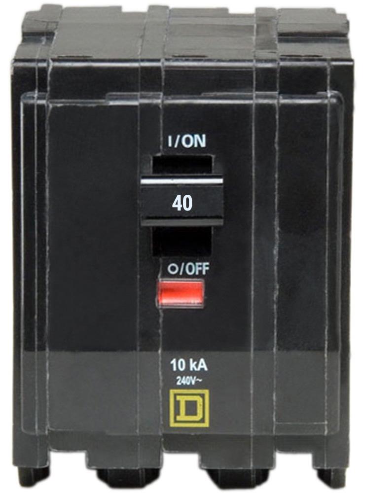 Square D QO340 Circuit Breaker | 240V 40A 3P 10kA@240V Plug-In QO Series