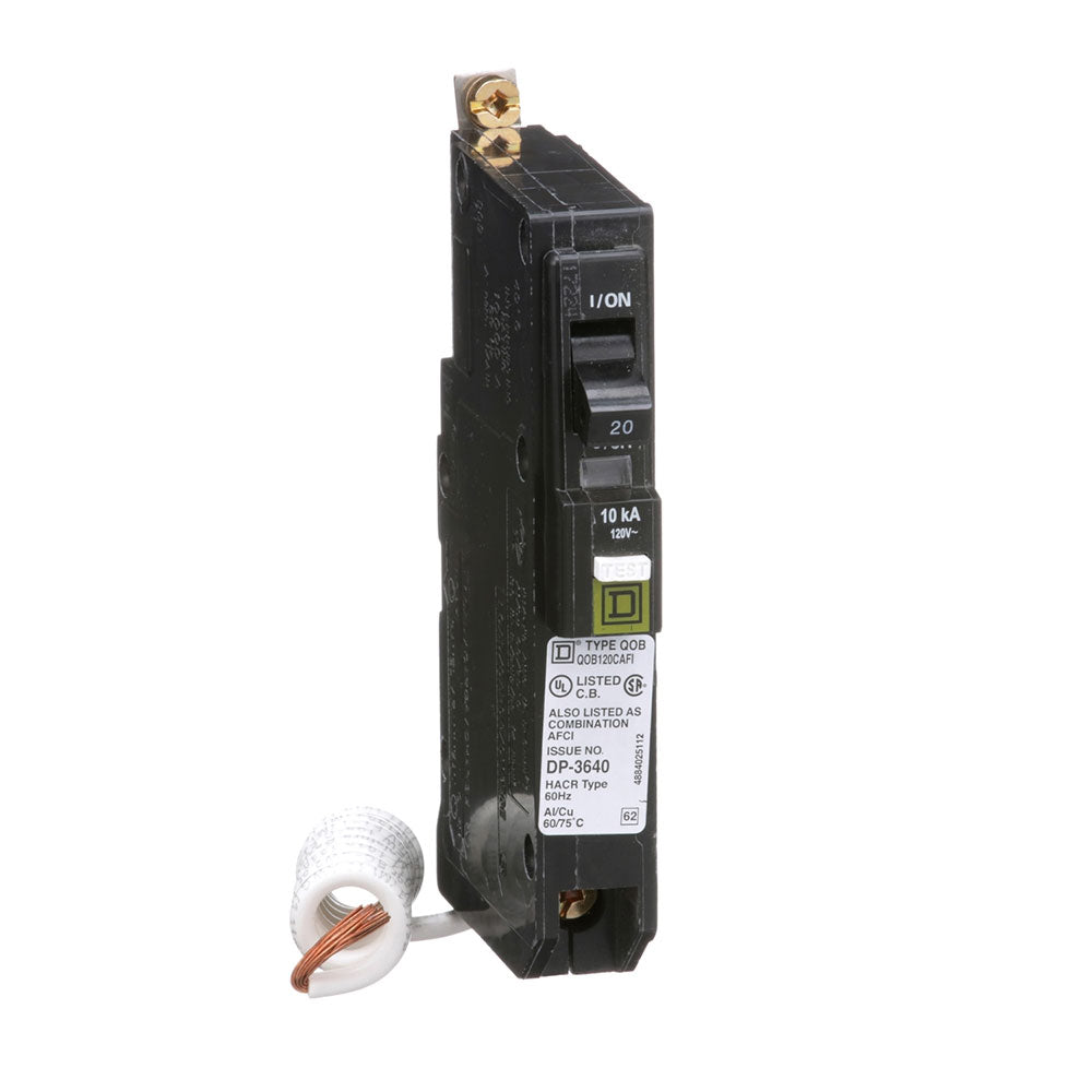 Square D QOB120CAFI Circuit Breaker | 120V 20A 1P 10kA@120V Bolt-On Arc Fault QOB Series