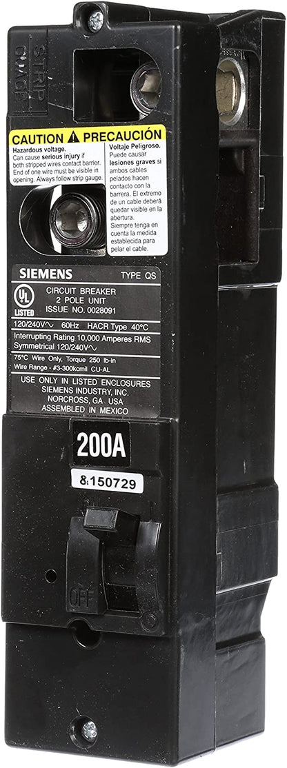 Siemens QS2200H Circuit Breaker | 240V 200A 2P 22kA@240V Plug-In Power Mod QS
