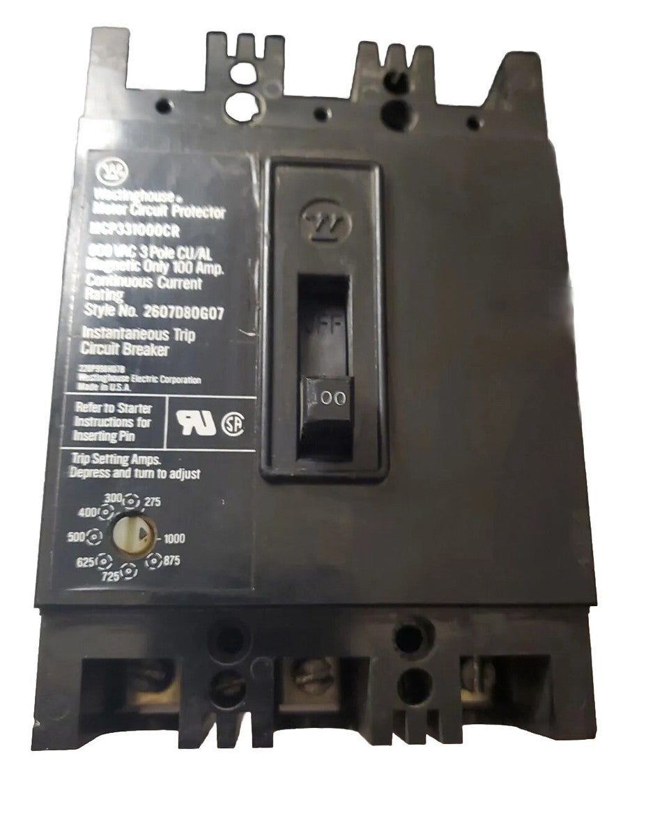 Cutler Hammer MCP331000CR Circuit Breaker | 600V 100A 3P 65kA@480V Bolt-On MCP Series