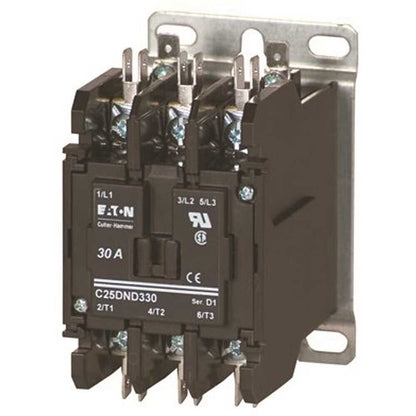 CUTLER HAMMER - C25DNB330T - EATON definite purpose contactor, 24VAC coil, 50/60 Hz, three pole, 30A - Essential Electric Supply