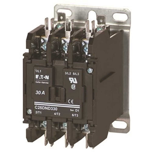 CUTLER HAMMER - C25DNB330T - EATON definite purpose contactor, 24VAC coil, 50/60 Hz, three pole, 30A - Essential Electric Supply