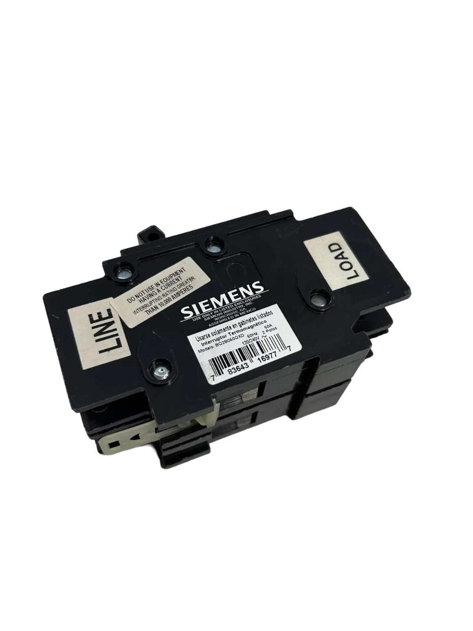 BQ2B060QXD - Siemens Bolt-on 240V 60A 2 pole circuit breaker 10kA@240V - Essential Electric Supply