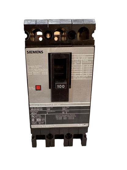 HED43B100 - SIemens Bolt-On 100 Amp 3 Pole Circuit Breaker - Essential Electric Supply