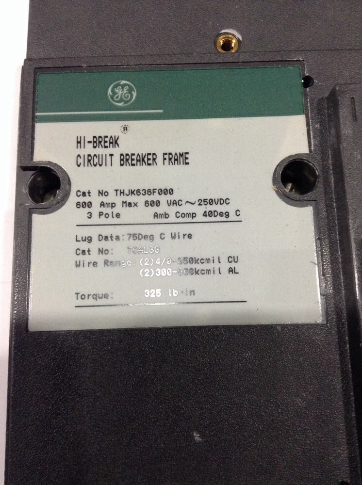 General Electric THJK636250WL Circuit Breaker | 600V 250A 3P 35kA@480V Feed-Thru J600 Line