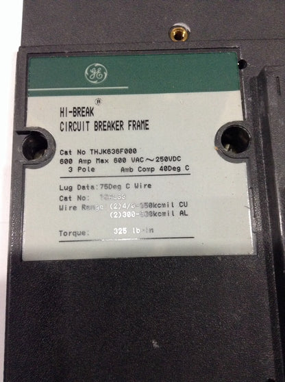 General Electric THJK636250WL Circuit Breaker | 600V 250A 3P 35kA@480V Feed-Thru J600 Line