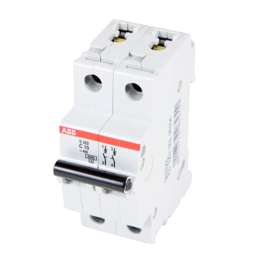 S202-C10 - ABB Feed-Thru 10 Amp 2 Pole Circuit Breaker - Essential Electric Supply