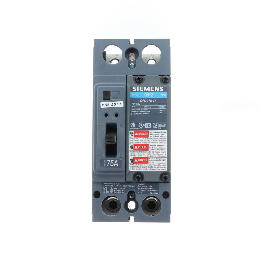 Siemens QR22B175L Circuit Breaker | 240V 175A 2P 10kA@240V Feed-Thru QR Series