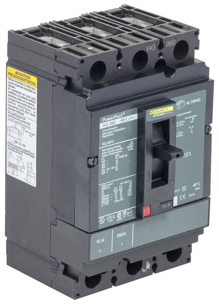 Square D HGL36150SA Circuit Breaker | 600V 150A 3P 35kA@480V Feed-Thru Powerpact