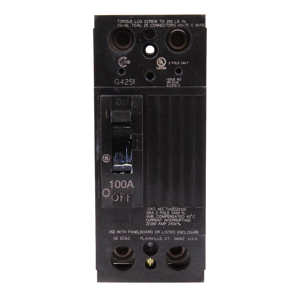 General Electric THQD22100 Circuit Breaker | 240V 100A 2P 22kA@240V Q-Line