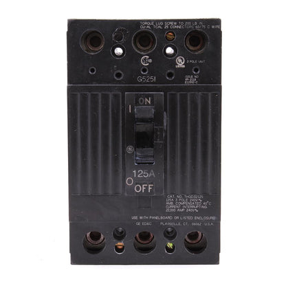 General Electric THQD32125WL Circuit Breaker | 240V 125A 3P 22kA@240V Feed-Thru Q-Line