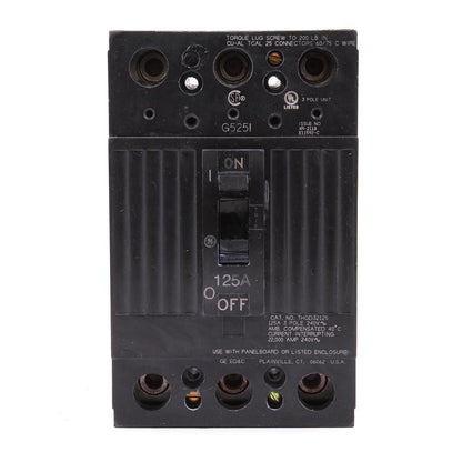General Electric THQD32125 Circuit Breaker | 240V 125A 3P 22kA@240V Bolt-On Q-Line